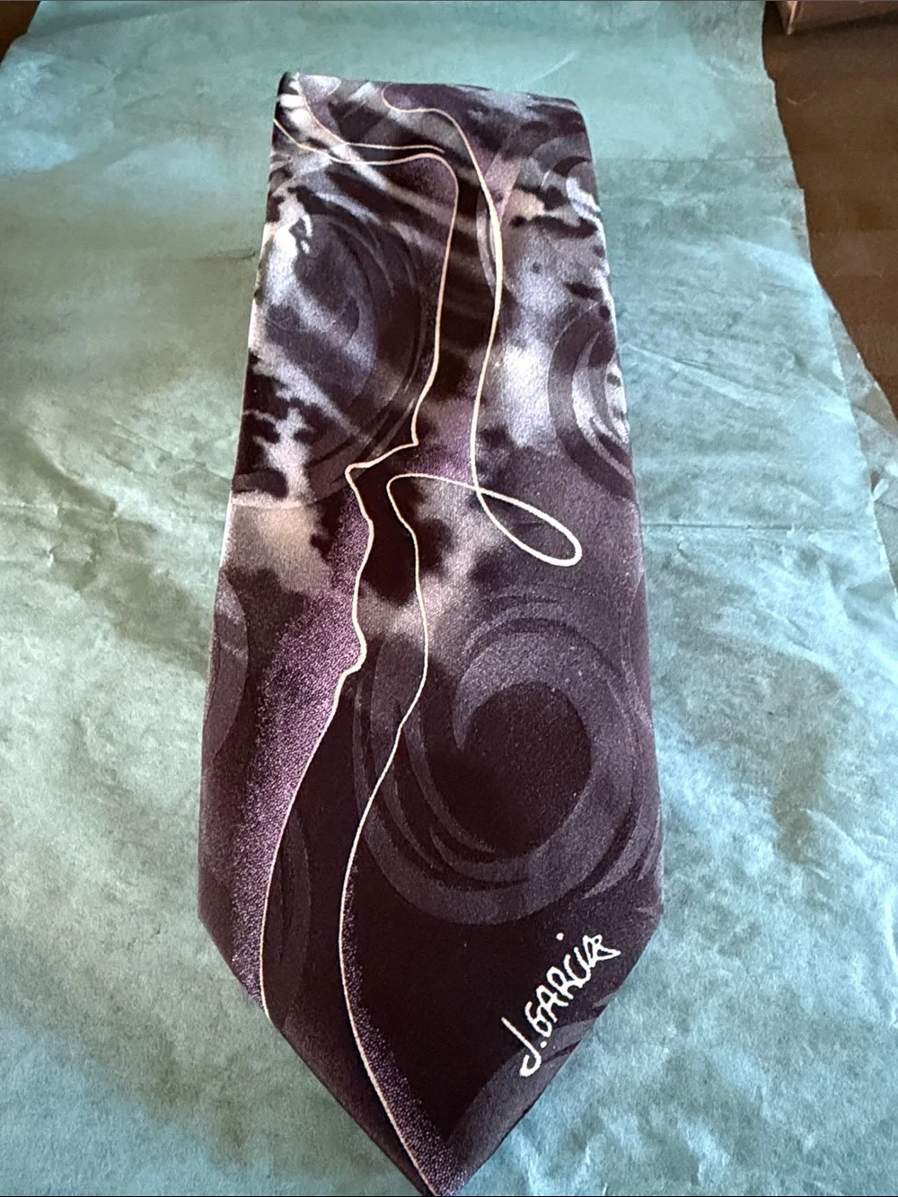 J Garcia silk tie - Freedom in the Light - limited Collection black grey purple
